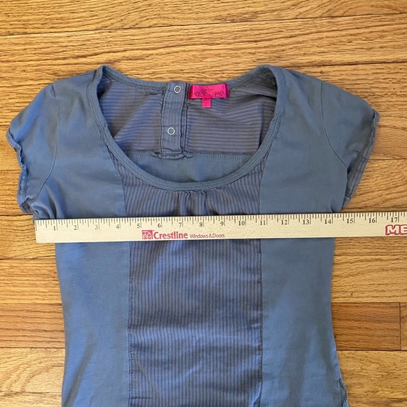 Almost Famous Shirt Junior’s Small Gray Button Closure Stripe detail Women - Picture 7 of 8